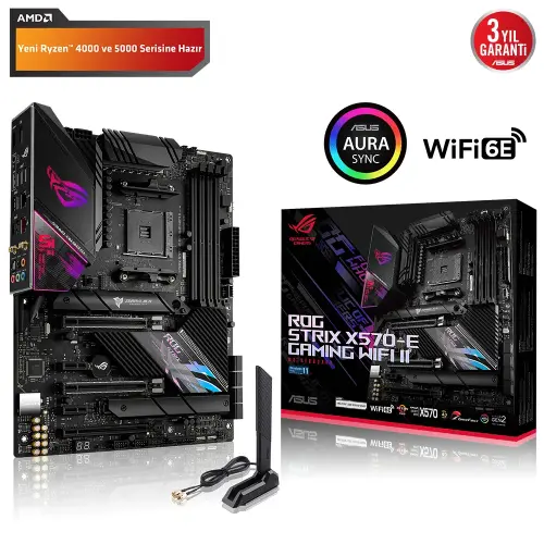Asus ROG Strix X570-E Gaming WIFI II AMD X570 Soket AM4 DDR4 5100(OC)MHz ATX Gaming (Oyuncu) Anakart
