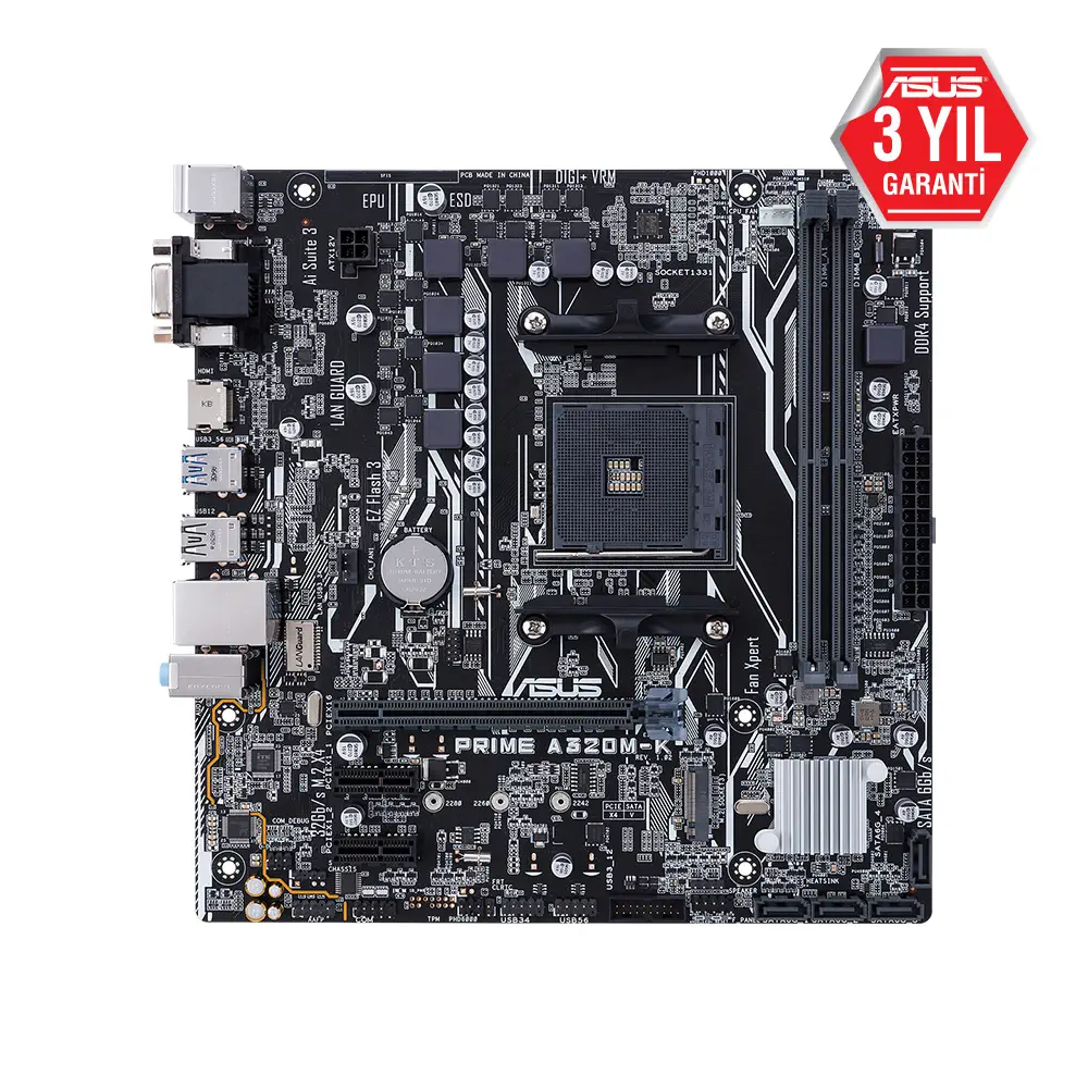 Asus Prime A320M-K/CSM AMD A320 Soket AM4 DDR4 3200(OC)MHz mATX Gaming Anakart