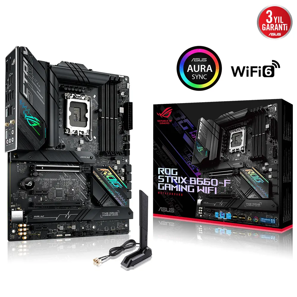 ASUS ROG Strix B660-F Gaming WIFI Intel B660 Soket 1700 DDR5 6000(OC)MHz ATX Gaming (Oyuncu) Anakart