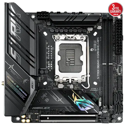 ASUS ROG Strix B660-I Gaming WIFI Intel B660 Soket 1700 DDR5 6200(OC)MHz Mini-ITX Gaming (Oyuncu) Anakart