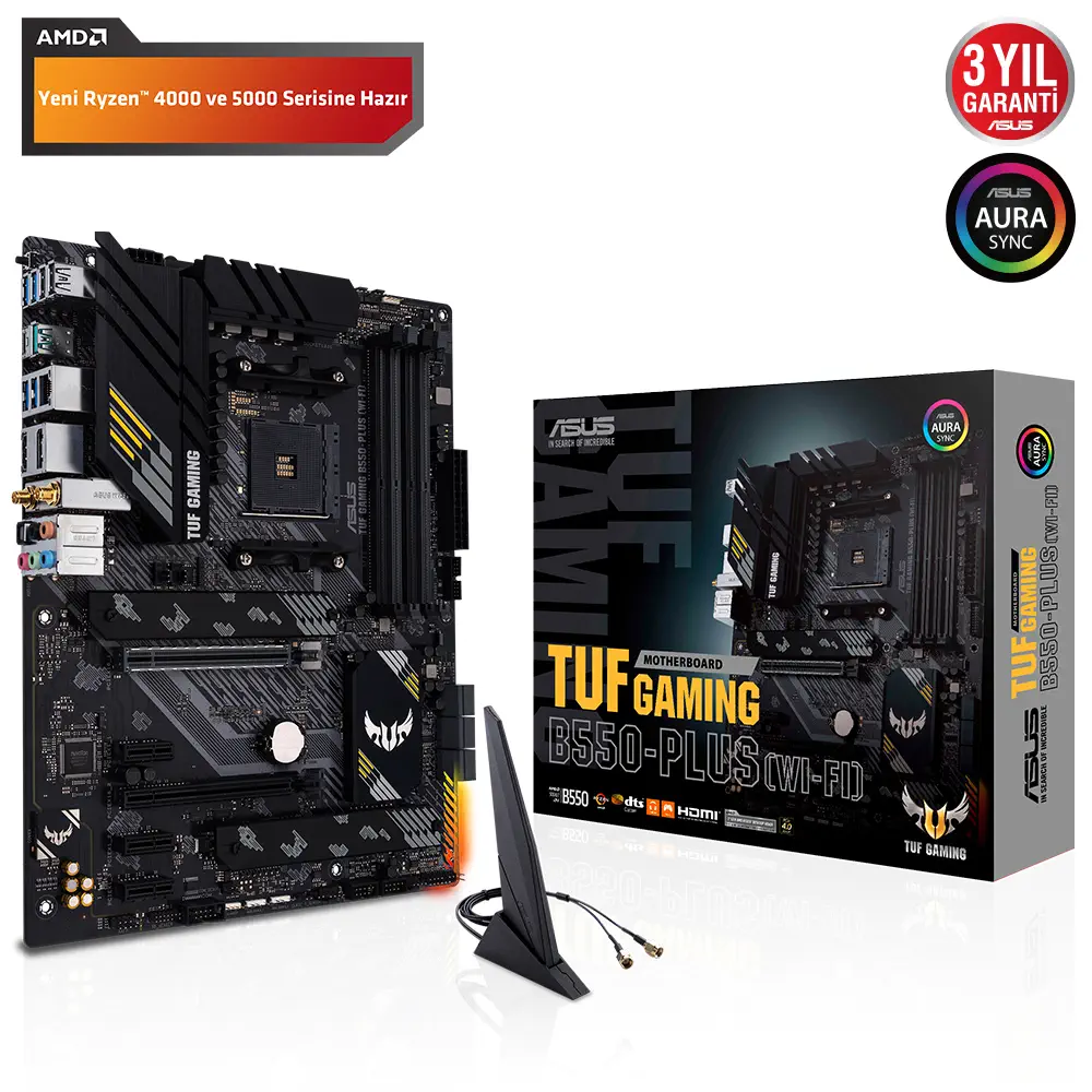 ASUS TUF Gaming B550-Plus WI-FI AMD B550 Soket AM4 DDR4 4600(OC)MHz ATX Gaming (Oyuncu) Anakart