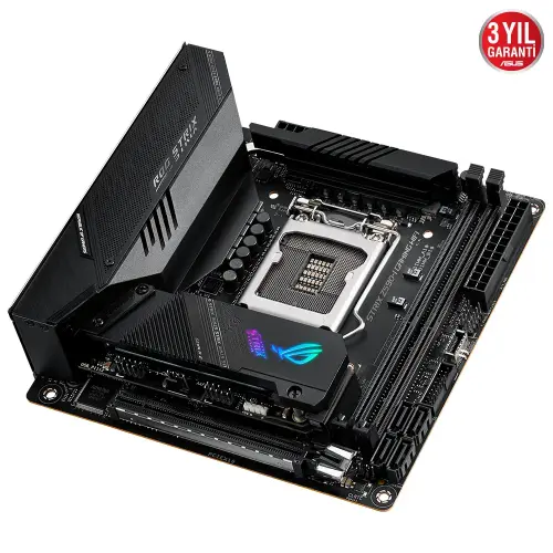 Asus ROG Strix Z590-I Gaming WIFI Intel Z590 Soket 1200 DDR4 5133(OC)MHz Mini ITX Gaming (Oyuncu) Anakart