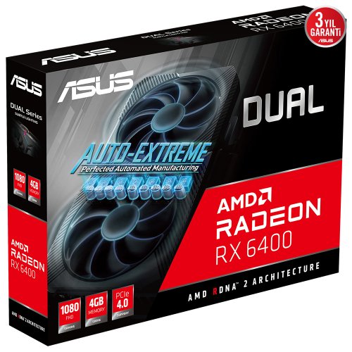 Asus Dual Radeon RX 6400 DUAL-RX6400-4G 4GB GDDR6 64Bit DX12 Gaming (Oyuncu) Ekran Kartı 