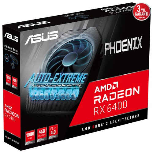 Asus Phoenix Radeon RX 6400 PH-RX6400-4G 4GB GDDR6 64Bit DX12 Gaming Ekran Kartı 