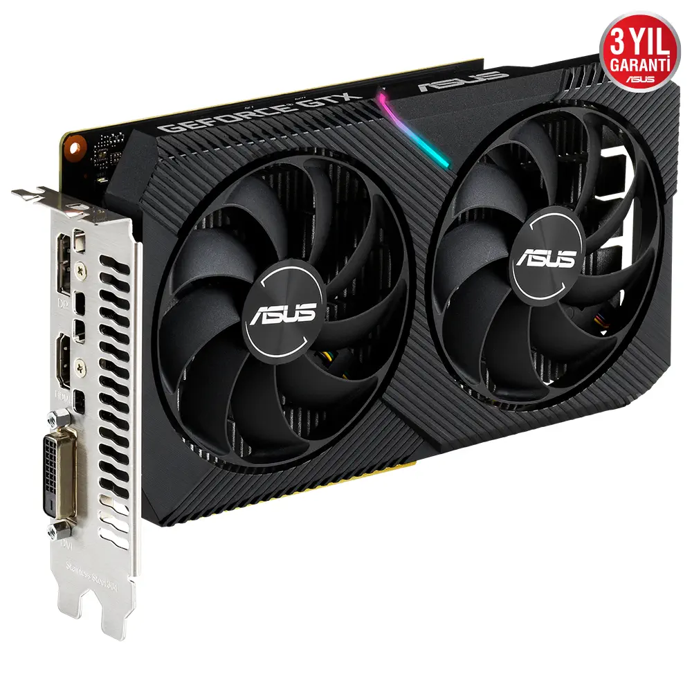 ASUS Dual GeForce GTX 1650 Mini OC DUAL-GTX1650-O4GD6-MINI 4GB GDDR6 128Bit DX12 Gaming (Oyuncu) Ekran Kartı