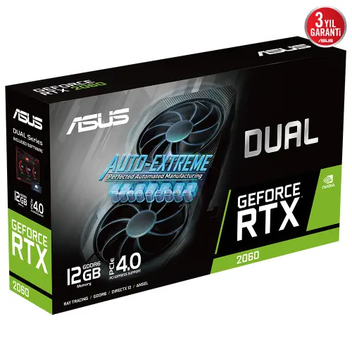 Asus Dual GeForce RTX 2060 EVO DUAL-RTX2060-12G-EVO 12GB GDDR6 192Bit DX12 Gaming (Oyuncu) Ekran Kartı