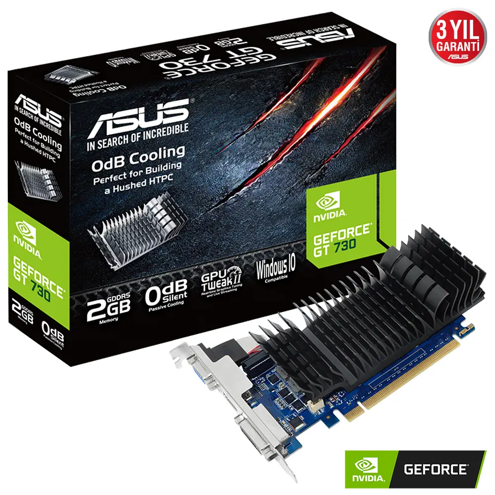 ASUS GeForce GT 730 GT730-SL-2GD5-BRK 2GB GDDR5 64Bit DX11 Ekran Kartı