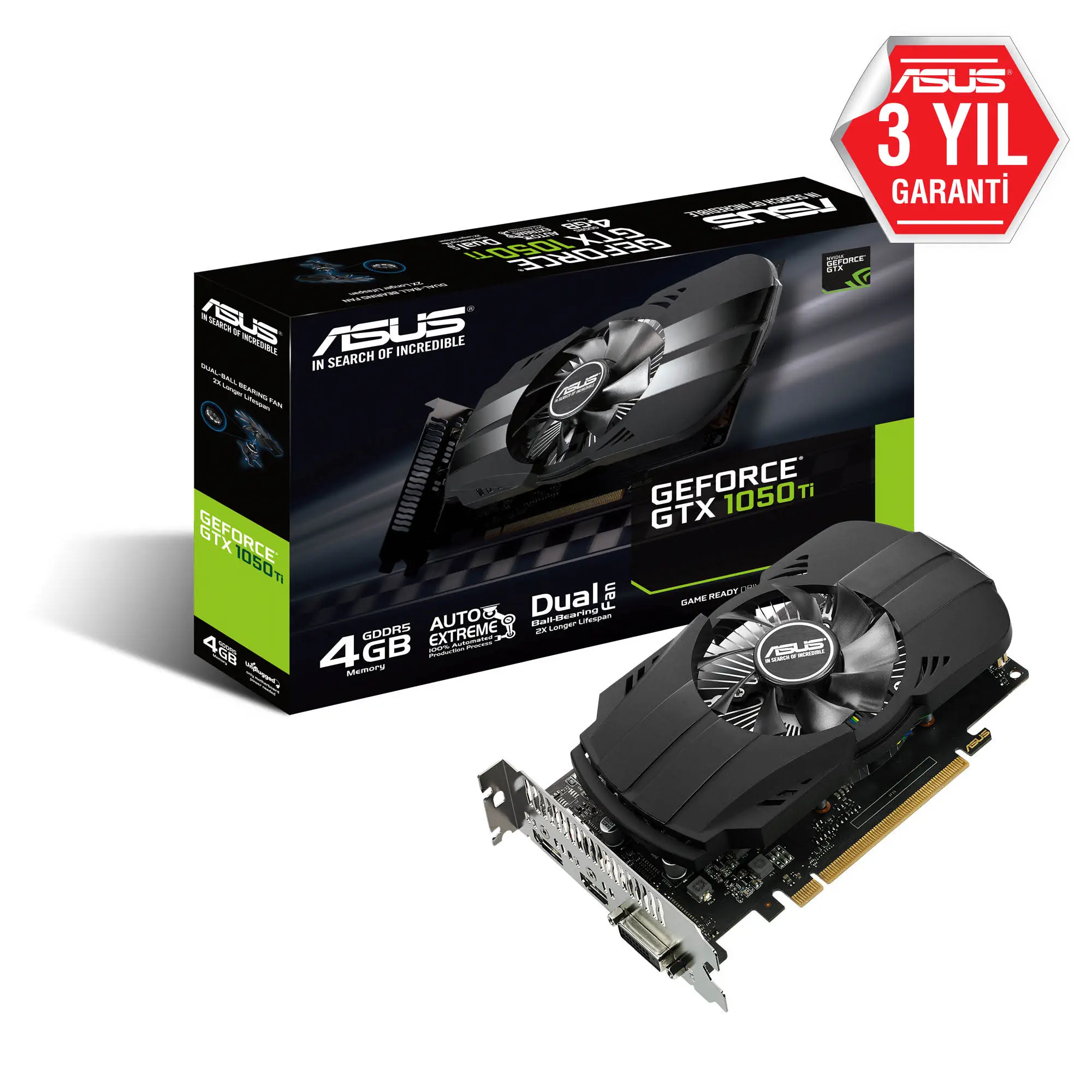 Asus Phoenix PH-GTX1050TI-4G GTX 1050 Ti 4GB GDDR5 128Bit DX12 Gaming Ekran Kartı