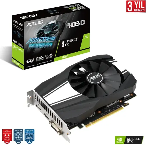 Asus Phoenix GeForce GTX 1660 PH-GTX1660-6G 6GB GDDR5 192Bit DX12 Gaming (Oyuncu) Ekran Kartı
