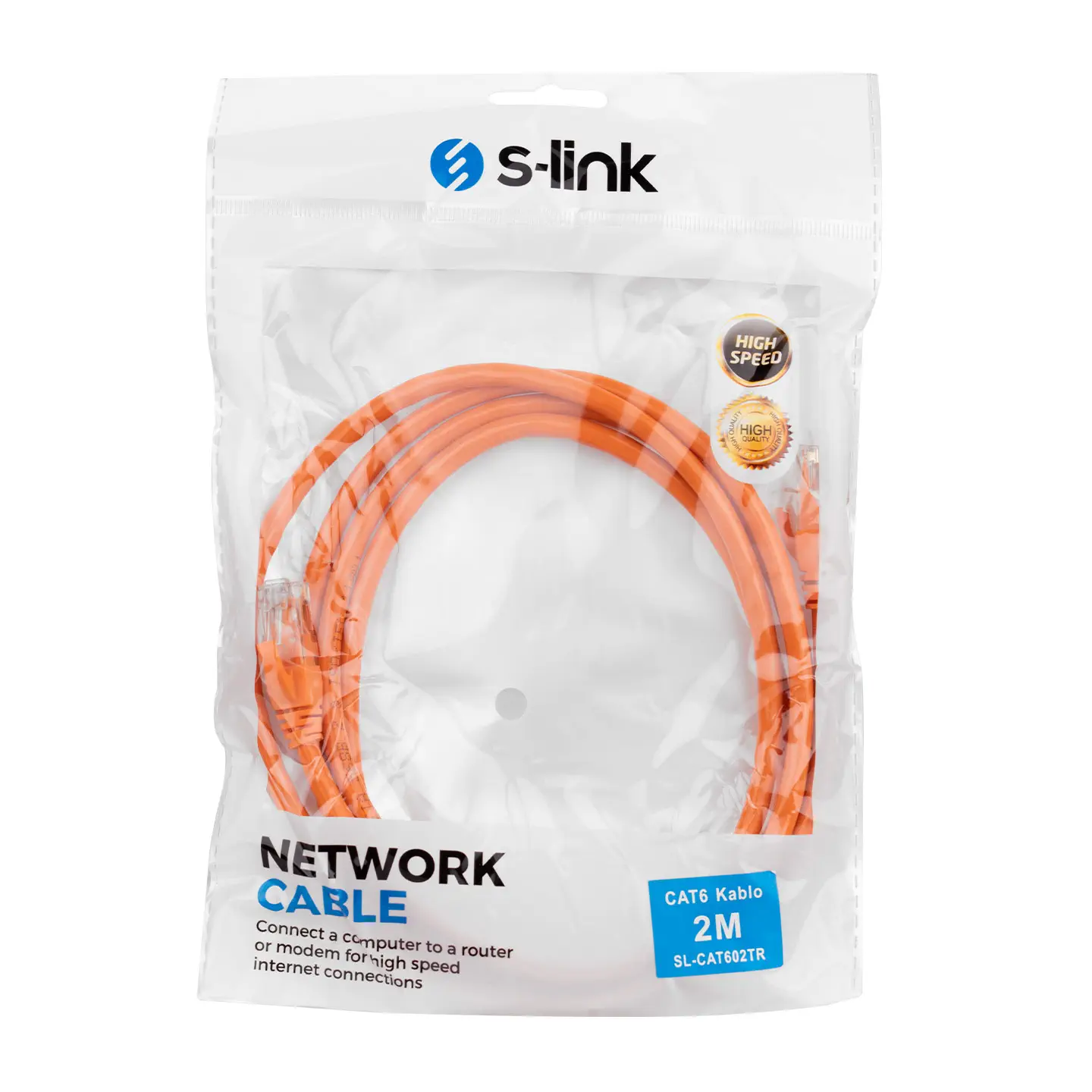 S-link SL-CAT602TR Cat6 2m Patch Turuncu Kablo