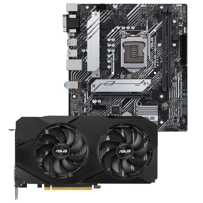 Asus Dual GeForce RTX 2060 EVO DUAL-RTX2060-6G-EVO 6GB GDDR6 192Bit DX12 Ekran Kartı + Asus Prime H510M-A Intel H510 Soket 1200 DDR4 3200(OC)MHz mATX Anakart Bundle