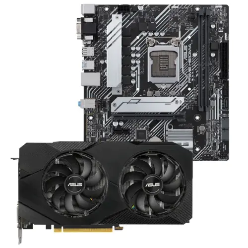Asus Dual GeForce RTX 2060 EVO DUAL-RTX2060-6G-EVO 6GB GDDR6 192Bit DX12 Ekran Kartı + Asus Prime H510M-A Intel H510 Soket 1200 DDR4 3200(OC)MHz mATX Anakart Bundle