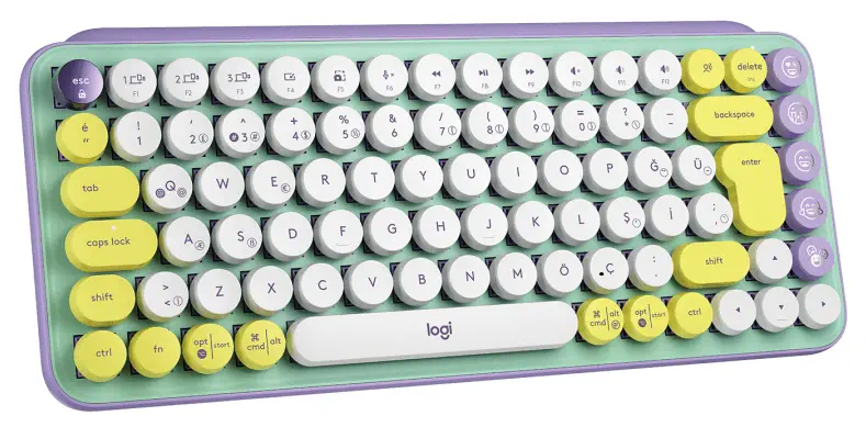 Logitech POP Keys Daydream Özelleştirilebilir Emoji Tuşlu Mekanik Kablosuz Mint&Lila Klavye - 920-010819