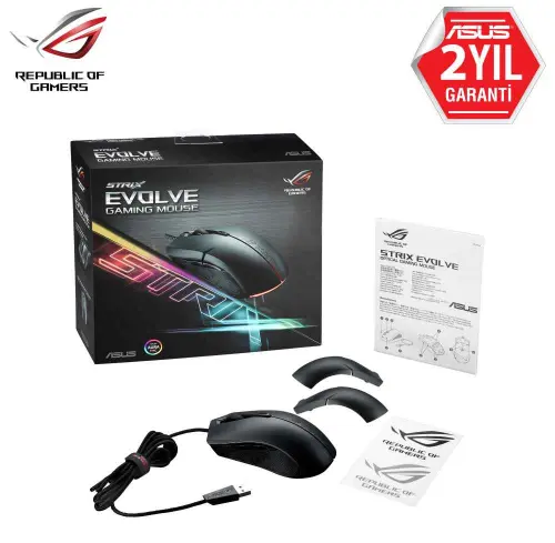 Asus ROG Strix Evolve 7200 DPI 8 Tuş Optik RGB Kablolu Gaming (Oyuncu) Mouse 