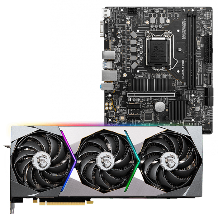 MSI GeForce RTX 3080 Ti SUPRIM X 12G 12GB GDDR6X 384Bit DX12 Ekran Kartı + MSI B560M-A PRO Intel B560 Soket 1200 DDR4 5200(OC)MHz mATX Anakart Bundle