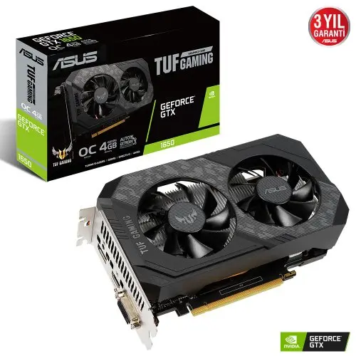 Asus TUF Gaming GeForce GTX 1650 OC TUF-GTX1650-O4GD6-P-GAMING 4GB GDDR6 128Bit DX12 Ekran Kartı + Asus Prime A320M-E AMD A320 Soket AM4 DDR4 3200(OC)MHz mATX Anakart Bundle