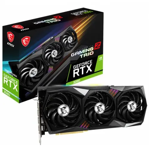 MSI GeForce RTX 3080 GAMING Z TRIO 12G LHR 12GB GDDR6X 384Bit DX12 Ekran Kartı + MSI PRO H410M-B Intel H510 Soket 1200 DDR4 2933MHz mATX Anakart Bundle