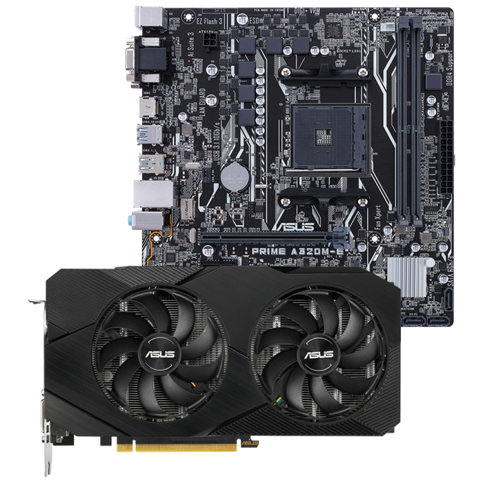 Asus Dual GeForce RTX 2060 EVO OC DUAL-RTX2060-O12G-EVO 12GB GDDR6 192Bit DX12 Ekran Kartı + Asus Prime A320M-E AMD A320 Soket AM4 DDR4 3200(OC)MHz mATX Anakart Bundle