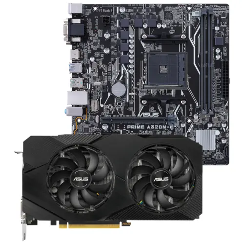 Asus Dual GeForce RTX 2060 EVO OC DUAL-RTX2060-O12G-EVO 12GB GDDR6 192Bit DX12 Ekran Kartı + Asus Prime A320M-E AMD A320 Soket AM4 DDR4 3200(OC)MHz mATX Anakart Bundle