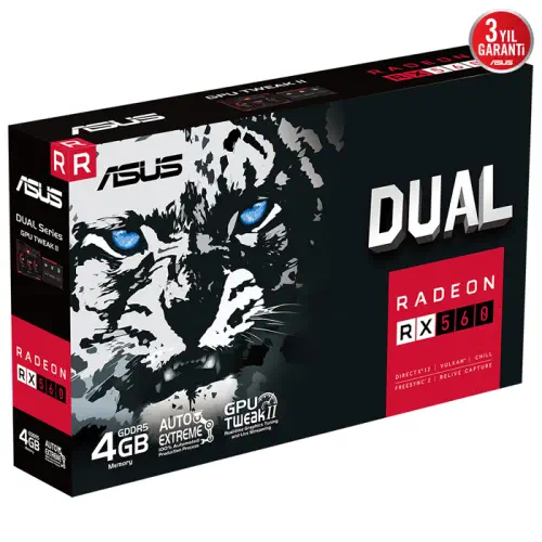 Asus Dual Radeon RX 560 DUAL-RX560-4G 4GB GDDR5 128Bit DX12 Gaming (Oyuncu) Ekran Kartı