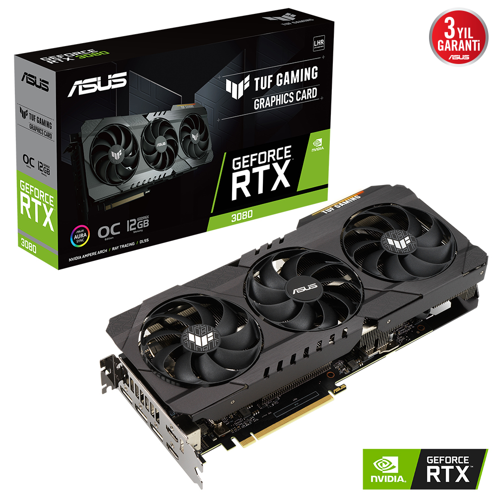 Asus TUF Gaming GeForce RTX 3080 OC TUF-RTX3080-O12G-GAMING 12GB GDDR6X 384Bit DX12 Gaming (Oyuncu) Ekran Kartı