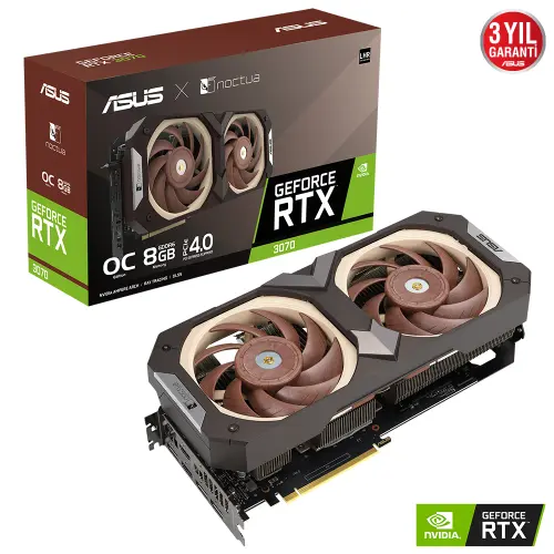 ASUS GeForce RTX 3070 Noctua OC RTX3070-O8G-NOCTUA 8GB GDDR6 256Bit DX12 Gaming (Oyuncu) Ekran Kartı