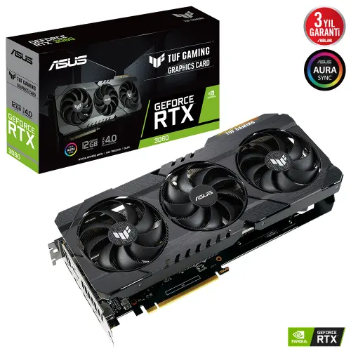 Asus TUF Gaming GeForce RTX 3060 V2 TUF-RTX3060-12G-V2-GAMING 12GB GDDR6 192Bit DX12 Gaming (Oyuncu) Ekran Kartı
