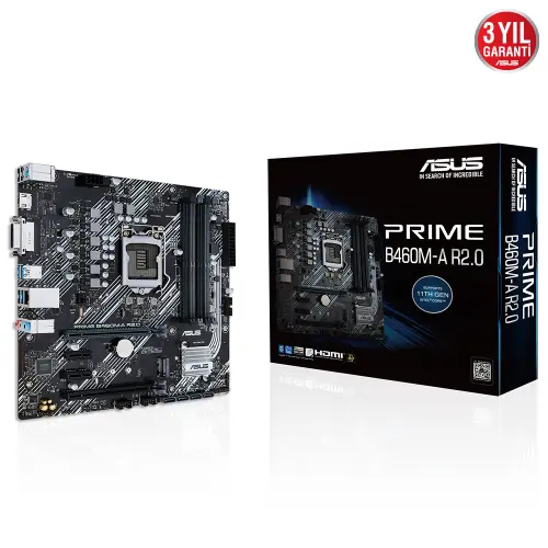 Asus Prime B460M-A R2.0 Intel H470 Soket 1200 DDR4 2933MHz mATX Gaming (Oyuncu) Anakart
