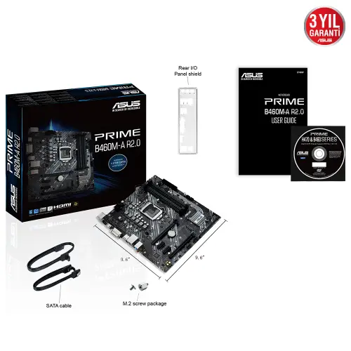 Asus Prime B460M-A R2.0 Intel H470 Soket 1200 DDR4 2933MHz mATX Gaming (Oyuncu) Anakart