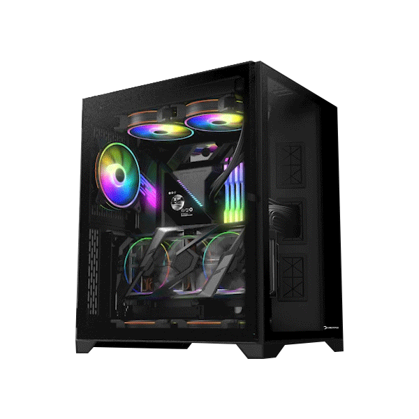 GamePower Warcry Compact ATX 3 * ARGB Sessiz Fan 650W +80 Bronz Dahili PSU Temper Cam Gaming RGB Kontrolcüsü ve Uzaktan Kumanda Kasa