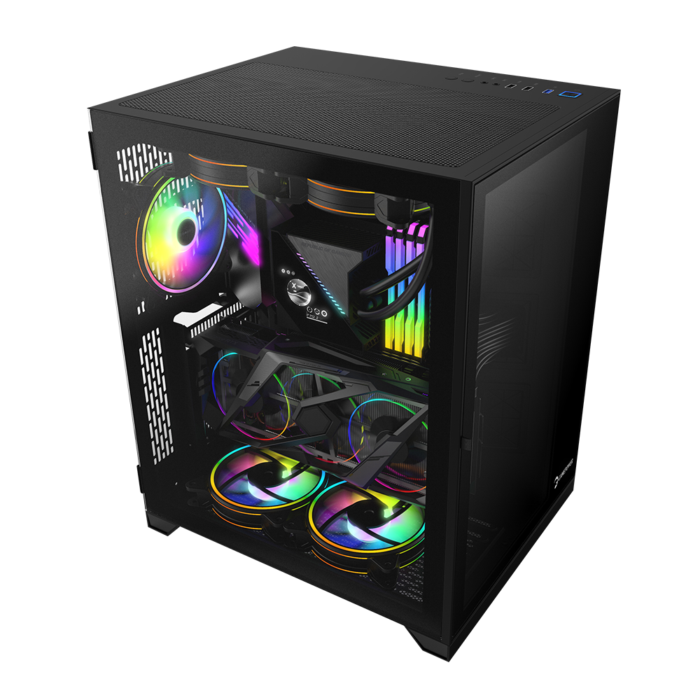 GamePower Warcry Compact ATX 3 * ARGB Sessiz Fan 650W +80 Bronz Dahili PSU Temper Cam Gaming RGB Kontrolcüsü ve Uzaktan Kumanda Kasa