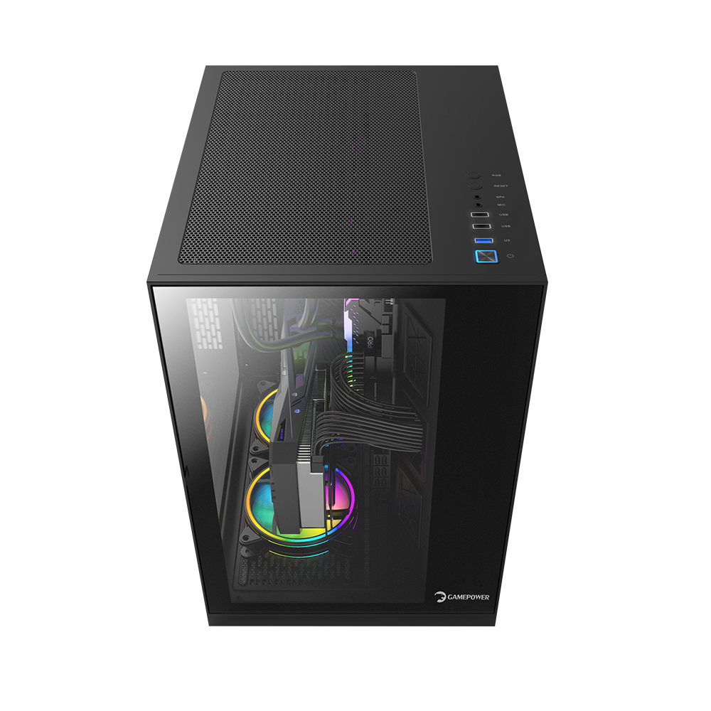 GamePower Warcry Compact ATX 3 * ARGB Sessiz Fan 650W +80 Bronz Dahili PSU Temper Cam Gaming RGB Kontrolcüsü ve Uzaktan Kumanda Kasa