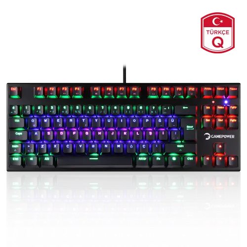 GamePower Warlock Compact Mekanik Red Switch Türkçe Q USB Gaming Klavye + GamePower Devour S 10.000DPI 8 Tuş RGB Profesyonel Optik Gaming Mouse Bundle