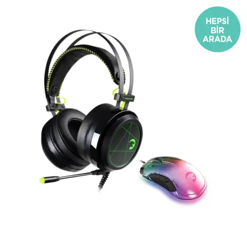 GamePower Medusa 7.1 Surround Gaming Kulaklık + GamePower Translucent 10.000DPI 7 Tuş RGB Profesyonel Optik Gaming Mouse Bundle