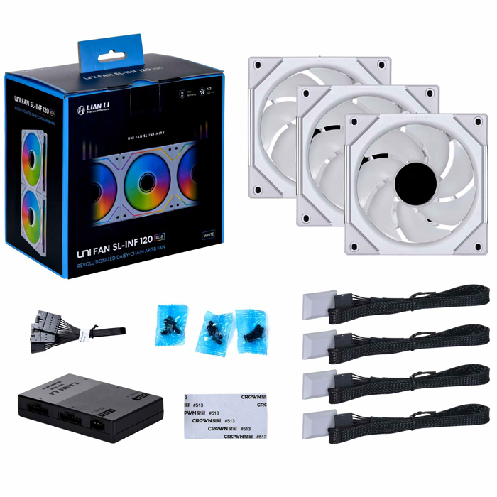 Lian Li UNI FAN SL INFINITY 3x120mm Beyaz Kasa Fanı (G99.12SLIN3W.00)