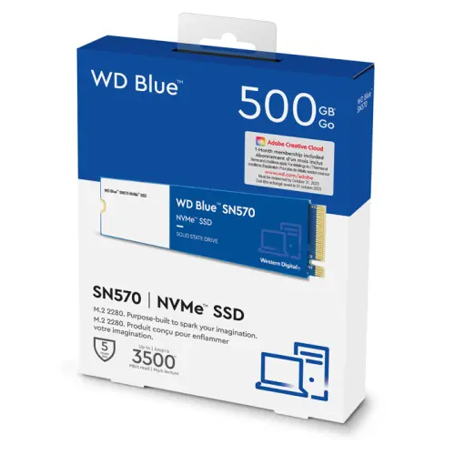 WD Blue SN570 WDS500G3B0C 500GB 3500/2300MB/s PCIe NVMe M.2 SSD Disk