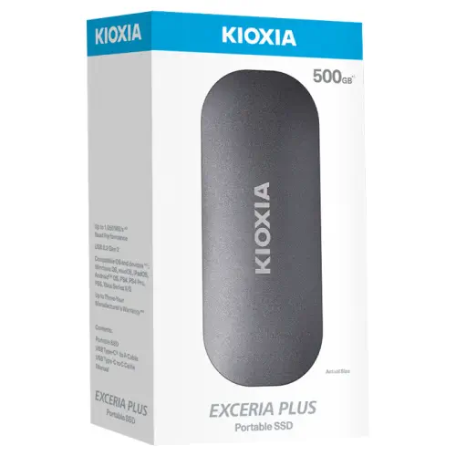 Kioxia Exceria Plus LXD10S500GG8 500GB 1050/1000MB/s USB 3.2 Gen2 Type-C Taşınabilir SSD Disk