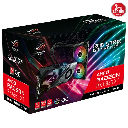 Asus ROG Strix LC Radeon RX 6950 XT OC ROG-STRIX-LC-RX6950XT-O16G-GAMING 16GB GDDR6 256Bit DX12 Gaming (Oyuncu) Ekran Kartı