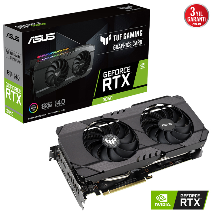 Asus TUF Gaming GeForce RTX 3050 TUF-RTX3050-8G-GAMING 8GB GDDR6 128Bit DX12 Gaming (Oyuncu) Ekran Kartı