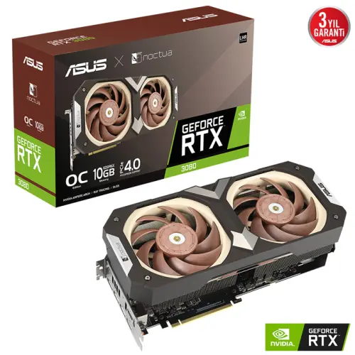 Asus GeForce RTX 3080 Noctua OC RTX3080-O10G-NOCTUA 10GB GDDR6X 320Bit DX12 Gaming (Oyuncu) Ekran Kartı