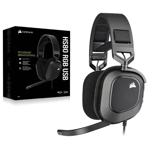 Corsair HS80 RGB USB Carbon CA-9011237-EU Mikrofonlu 7.1 Surround Kablolu Gaming (Oyuncu) Kulaklık