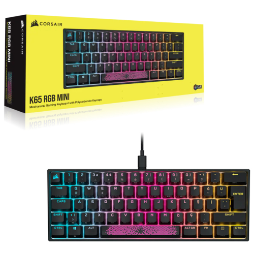 Corsair K65 RGB Mini CH-9194010-TR Cherry MX Red TR Q Mekanik Kablolu Gaming (Oyuncu) Klavye