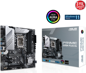 ASUS Prime Z690M-Plus D4 Intel Z690 Soket 1700 DDR4 5333(OC)MHz mATX Gaming (Oyuncu) Anakart