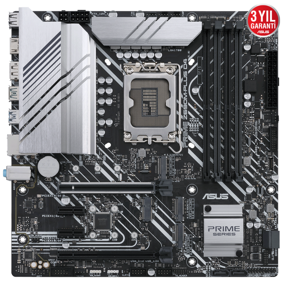 ASUS Prime Z690M-Plus D4 Intel Z690 Soket 1700 DDR4 5333(OC)MHz mATX Gaming (Oyuncu) Anakart