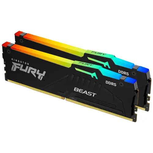 Kingston Fury Beast RGB KF556C40BBAK2/64 64GB (2x32GB) DDR5 5600MHz CL40 Siyah Gaming RAM (Bellek)