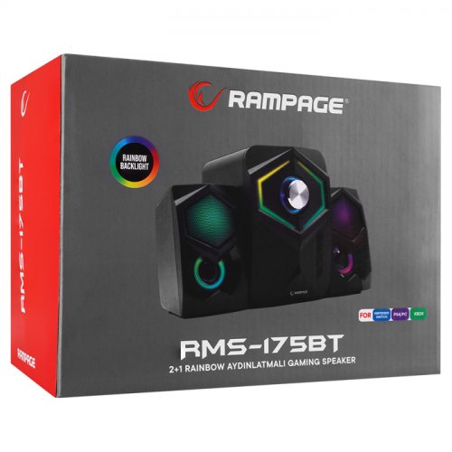 Rampage RMS-175BT 2+1 5W+3Wx2 Bluetooth+USB+TF+FM Rainbow Aydınlatmalı Gaming Speaker