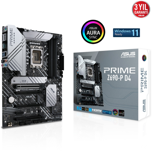 ASUS Prime Z690-P D4 Intel Z690 Soket 1700 DDR4 5333(OC)MHz ATX Gaming (Oyuncu) Anakart