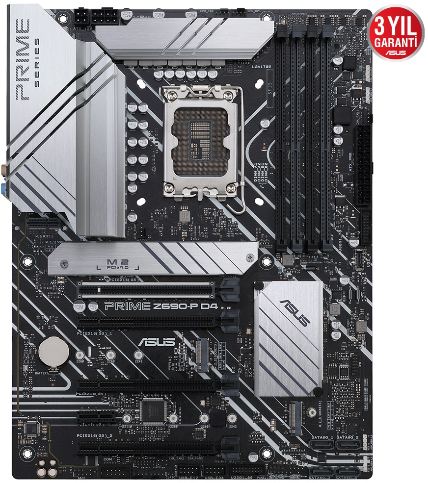 ASUS Prime Z690-P D4 Intel Z690 Soket 1700 DDR4 5333(OC)MHz ATX Gaming (Oyuncu) Anakart