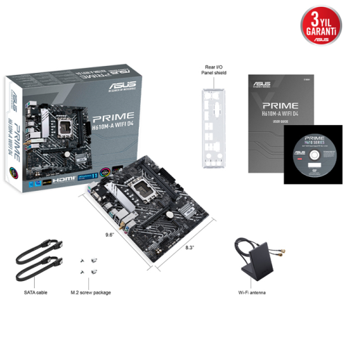 ASUS Prime H610M-A WIFI D4 Intel H610 Soket 1700 DDR4 3200MHz mATX Gaming (Oyuncu) Anakart