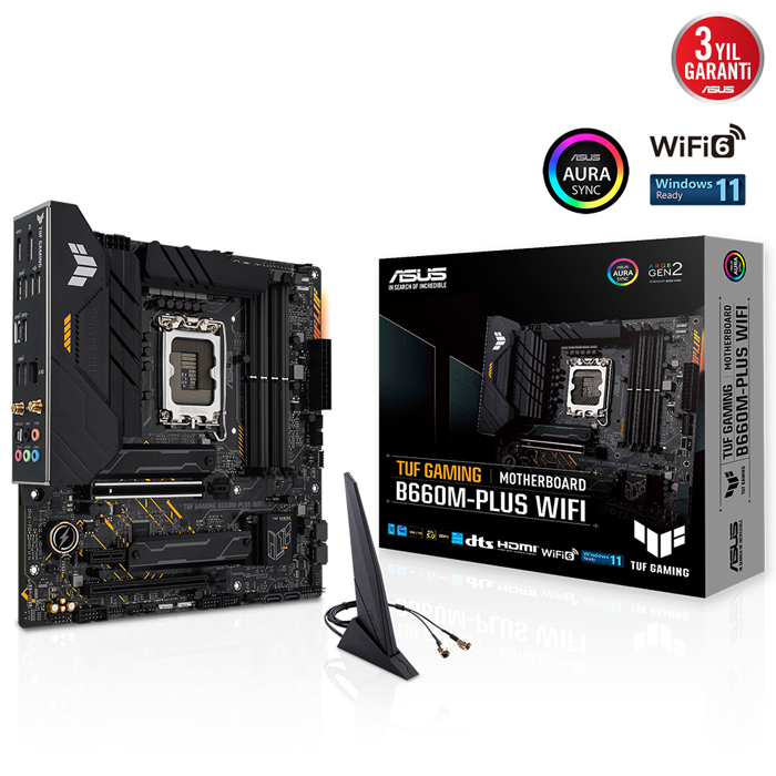 Asus TUF Gaming B660M-Plus WIFI Intel B660 Soket 1700 DDR5 6000(OC)MHz mATX Gaming (Oyuncu) Anakart